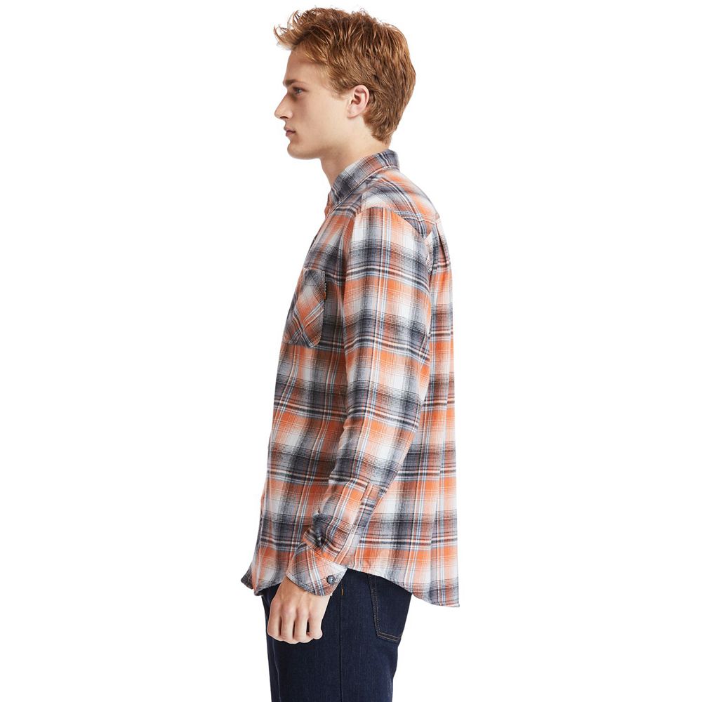 Camisa Timberland Argentina Hombre - Pro® Woodfort Midweight Flannel Work - Naranjas - AXUDGS-412